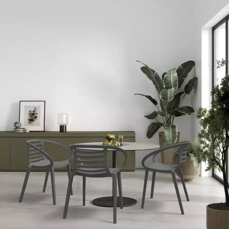 WRGHOME Syracuse Chaises de salle à manger empilables modernes en résine plastique pour l'extérieur/l'intérieur (Lot de 2)