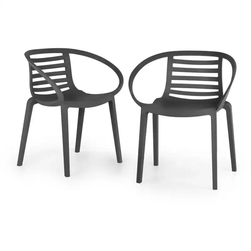 WRGHOME Syracuse Chaises de salle à manger empilables modernes en résine plastique pour l'extérieur/l'intérieur (Lot de 2)
