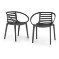 WRGHOME Syracuse Chaises de salle à manger empilables modernes en résine plastique pour l'extérieur/l'intérieur (Lot de 2)