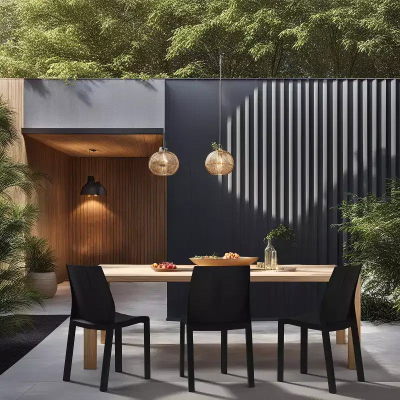 WRGHOME Palma Chaises de salle à manger empilables en résine plastique modernes pour l'extérieur/l'intérieur (Lot de 2)