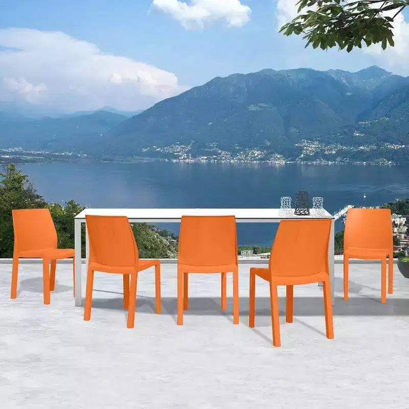 WRGHOME Palma Chaises de salle à manger empilables en résine plastique modernes pour l'extérieur/l'intérieur (Lot de 2)