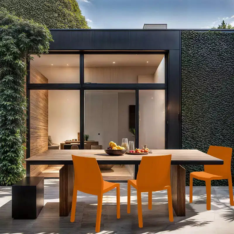 WRGHOME Palma Chaises de salle à manger empilables en résine plastique modernes pour l'extérieur/l'intérieur (Lot de 2)