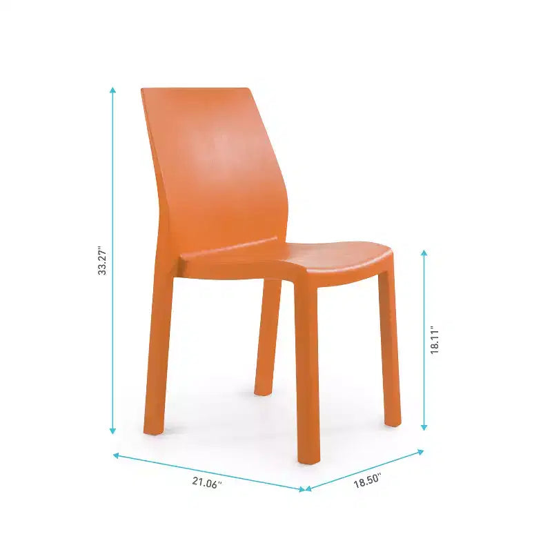 WRGHOME Palma Chaises de salle à manger empilables en résine plastique modernes pour l'extérieur/l'intérieur (Lot de 2)