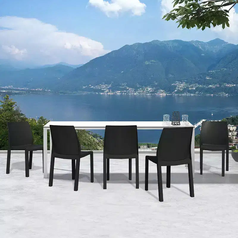 WRGHOME Palma Chaises de salle à manger empilables en résine plastique modernes pour l'extérieur/l'intérieur (Lot de 2)