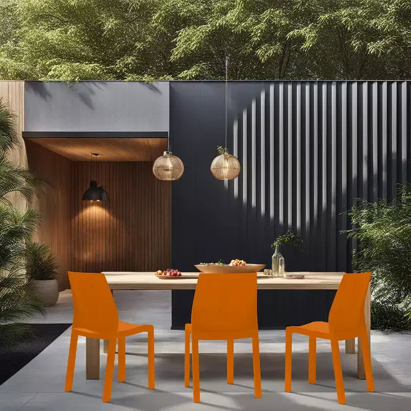 WRGHOME Palma Chaises de salle à manger empilables en résine plastique modernes pour l'extérieur/l'intérieur (Lot de 2)