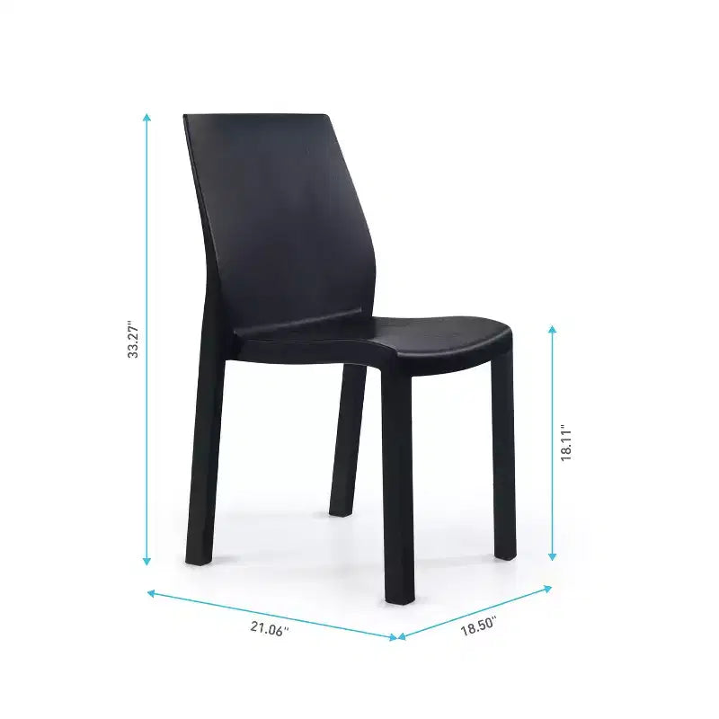 WRGHOME Palma Chaises de salle à manger empilables en résine plastique modernes pour l'extérieur/l'intérieur (Lot de 2)