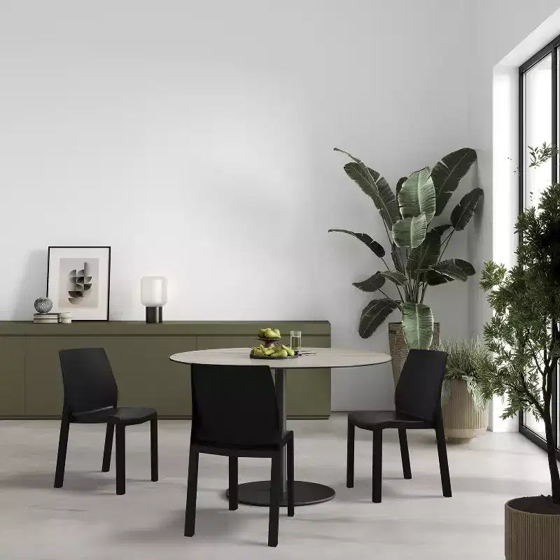 WRGHOME Palma Chaises de salle à manger empilables en résine plastique modernes pour l'extérieur/l'intérieur (Lot de 2)
