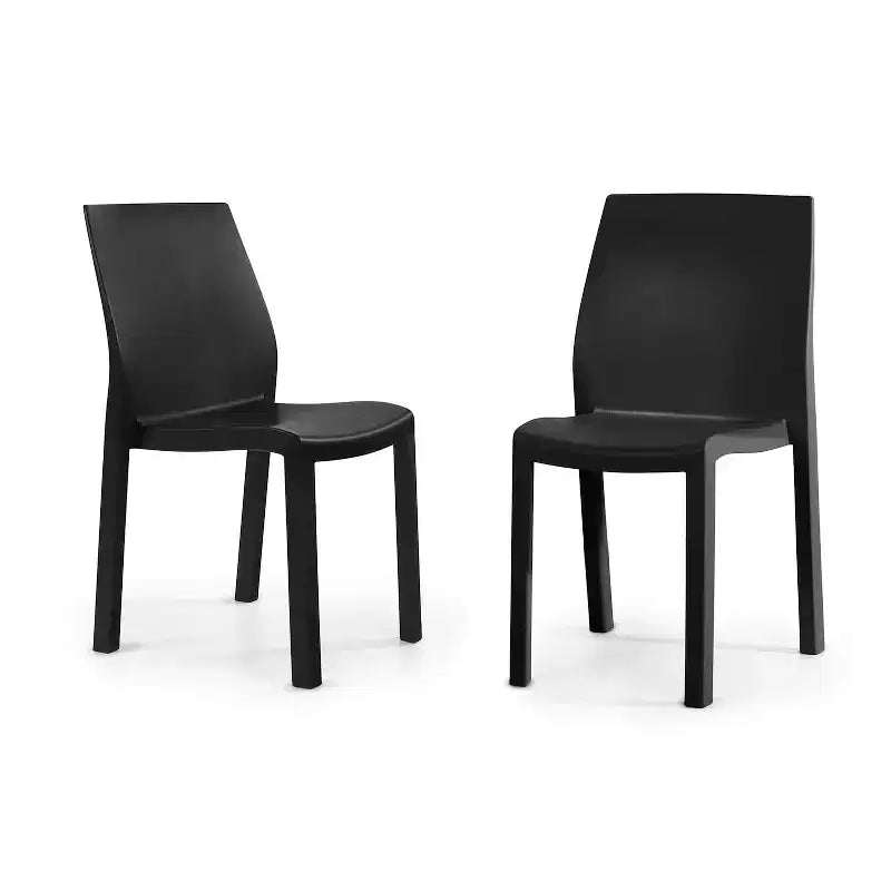 WRGHOME Palma Chaises de salle à manger empilables en résine plastique modernes pour l'extérieur/l'intérieur (Lot de 2)