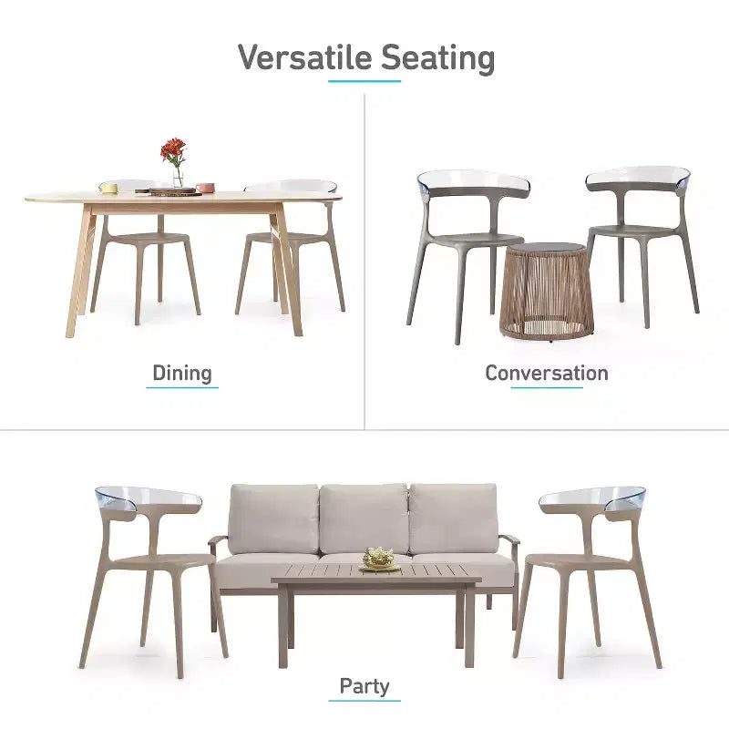 WRGHOME Chaises de salle à manger empilables modernes d'extérieur/intérieur en résine plastique Seville (Lot de 2)