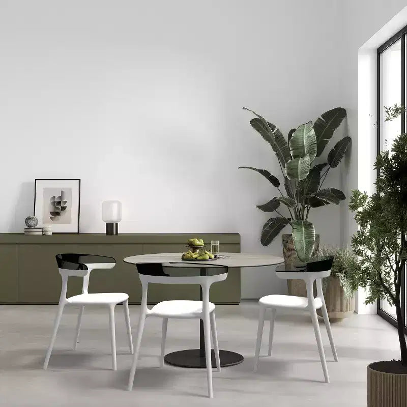 WRGHOME Chaises de salle à manger empilables modernes d'extérieur/intérieur en résine plastique Seville (Lot de 2)