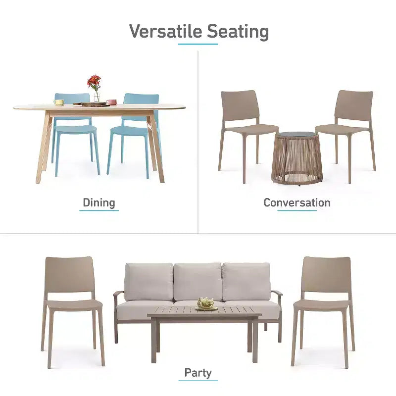 WRGHOME Chaise d'appoint de salle à manger moderne empilable en résine plastique pour patio extérieur/intérieur (Lot de 2)