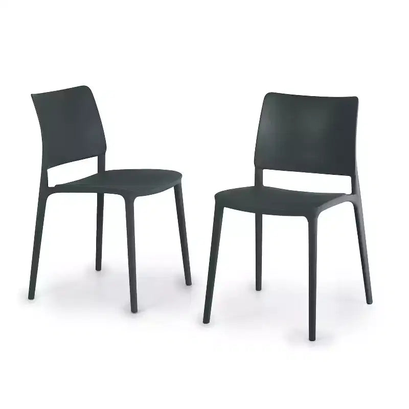 WRGHOME Chaise d'appoint de salle à manger moderne empilable en résine plastique pour patio extérieur/intérieur (Lot de 2)