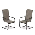 Aoodor 2 Pieces C-spring Motion Patio High Back Dining Chairs in Breathable Padded Textilene Fabric and Sturdy Metal Frame