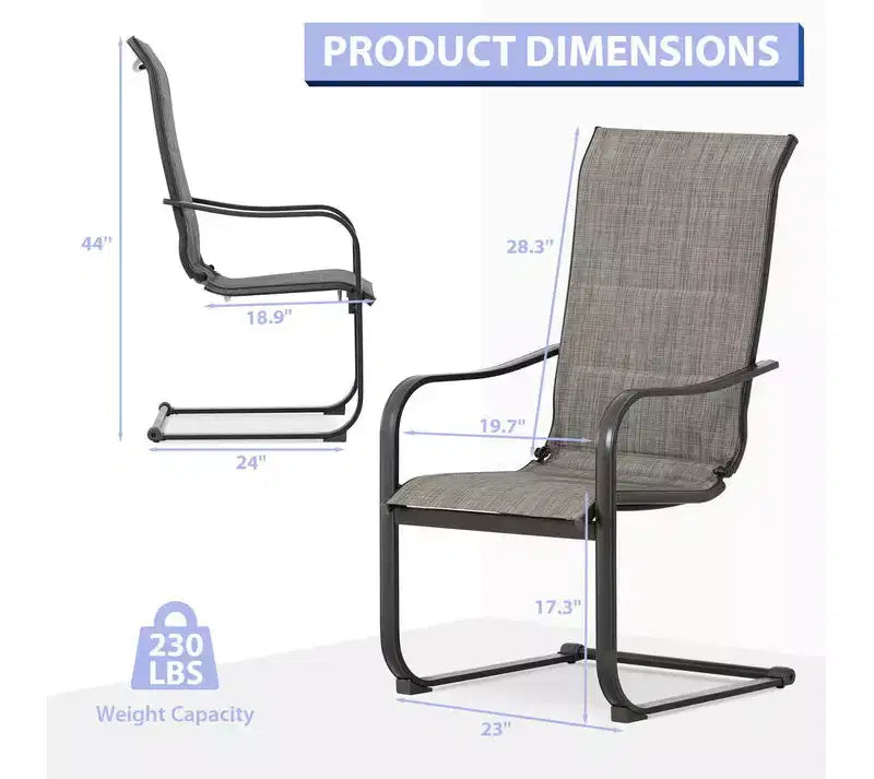 Aoodor Lot de 2 Chaises de Salle à Manger Hautes avec Fonction de Balancier en Tissu Textilène Rembourré Respirant et Cadre Métallique Robuste