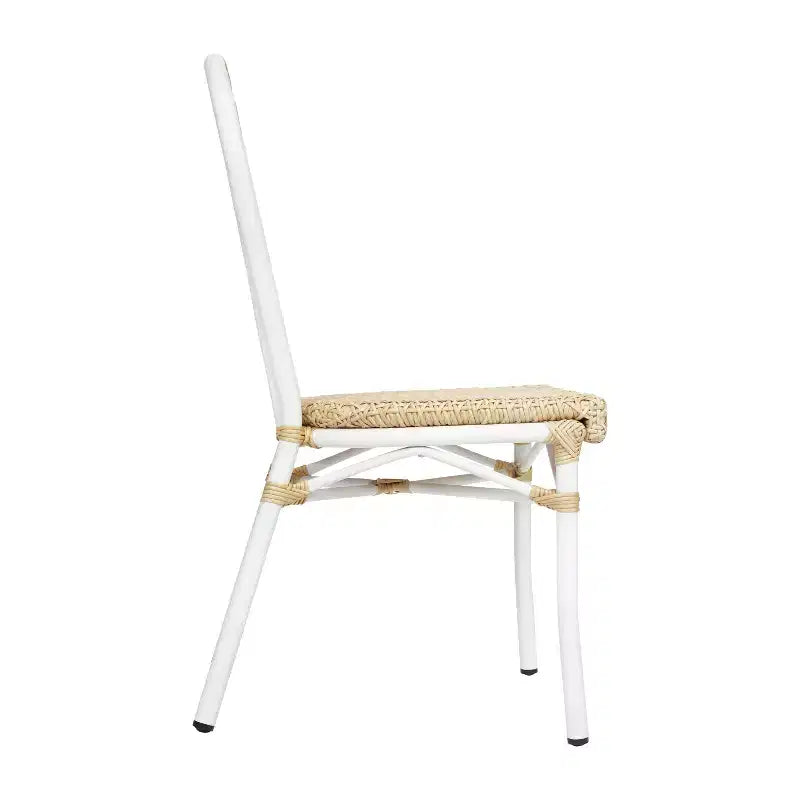 Chaise empilable Emma & Oliver Reims de style bistrot Thonet pour intérieur/extérieur avec assise en rotin PE et cadre métallique fini