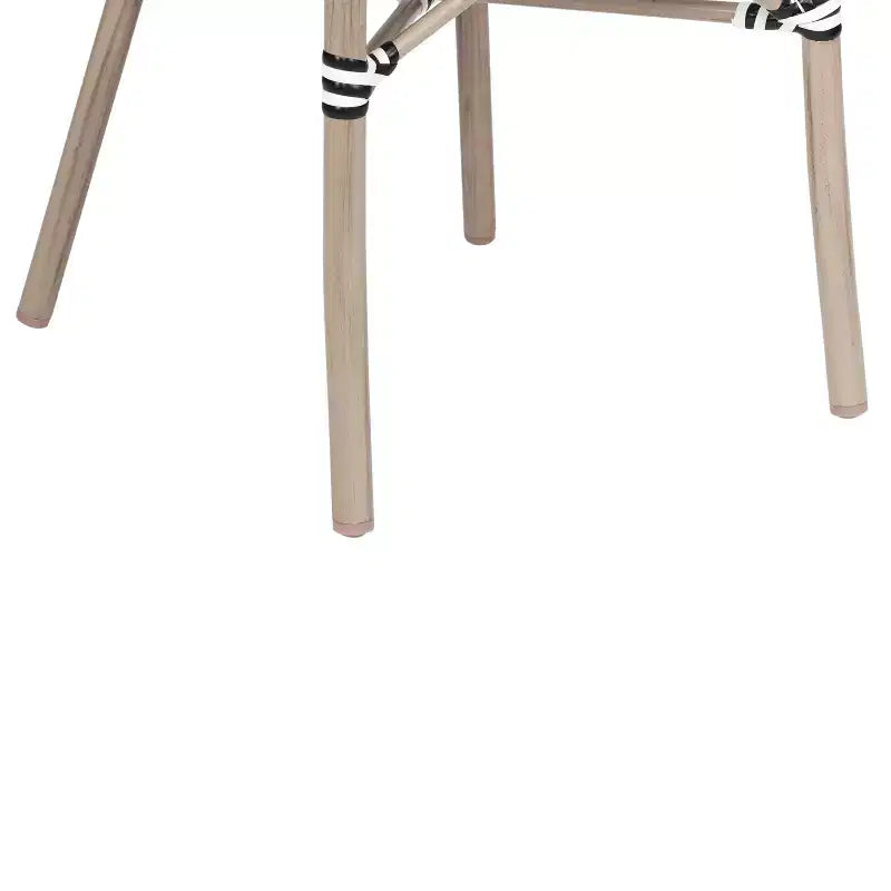 Merrick Lane Mael Lot de quatre chaises empilables de style bistrot Thonet avec accoudoirs, assise en textilène et cadre en métal finition bambou pour usage intérieur/extérieur