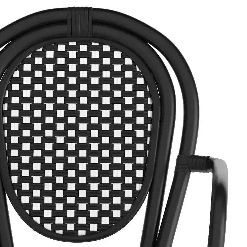 Chaise bistrot empilable Emma & Oliver Colmar Thonet avec accoudoirs, pour l'intérieur et l'extérieur, assise en rotin PE et cadre en métal finition