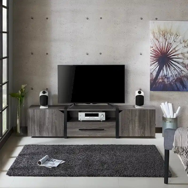 Console TV de rangement multifonctionnelle Sawa Rustic à 5 étagères de 81 po par Strick & Bolton