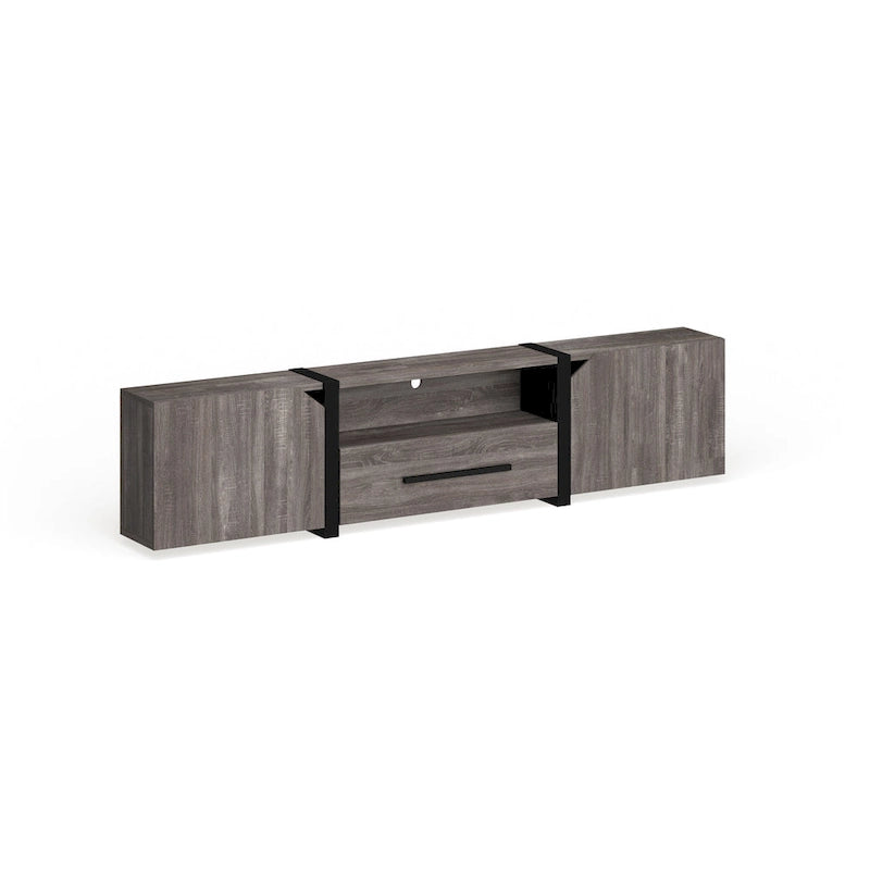 Console TV de rangement multifonctionnelle Sawa Rustic à 5 étagères de 81 po par Strick & Bolton