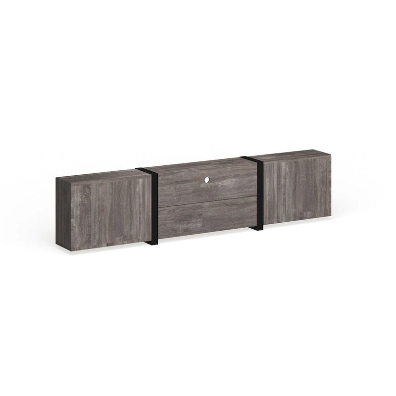 Console TV de rangement multifonctionnelle Sawa Rustic à 5 étagères de 81 po par Strick & Bolton