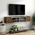 Meuble TV flottant à 4 étagères DH BASIC blanc cassé et bicolore de 155 cm par Denhour