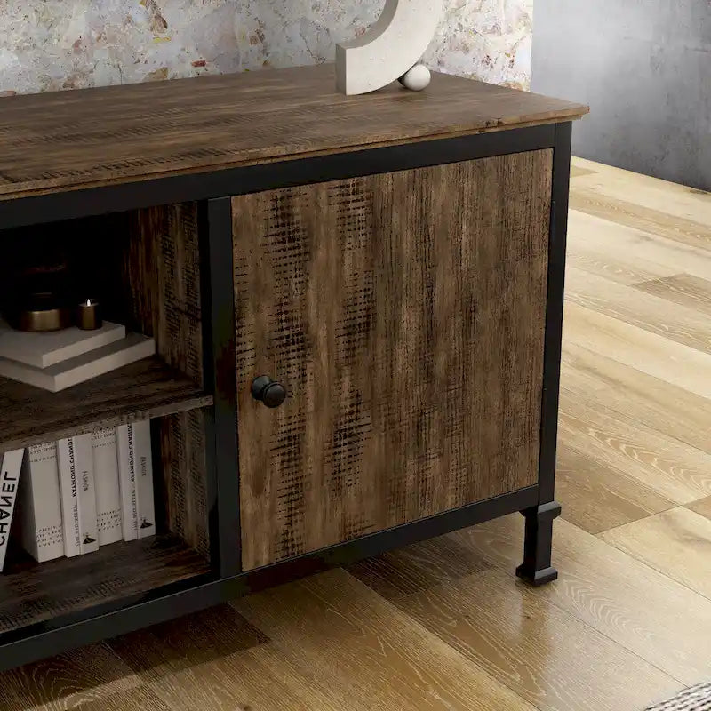 Meuble TV multifonctionnel en bois de chêne rustique Dele de 60 pouces par Furniture of America