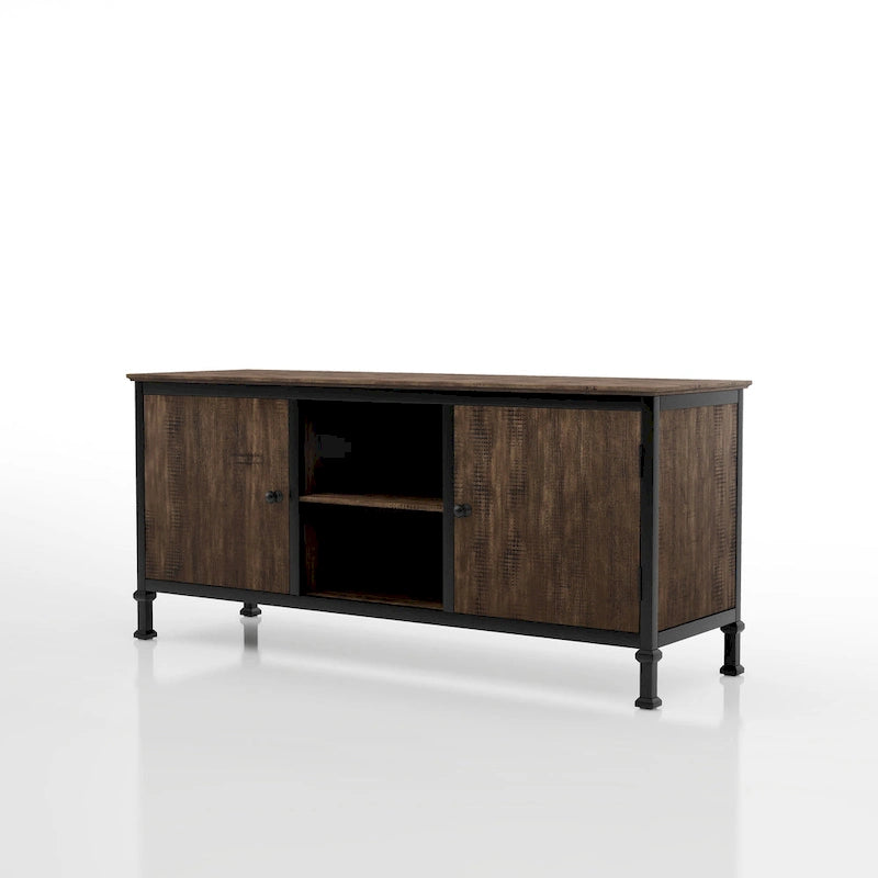 Meuble TV multifonctionnel en bois de chêne rustique Dele de 60 pouces par Furniture of America