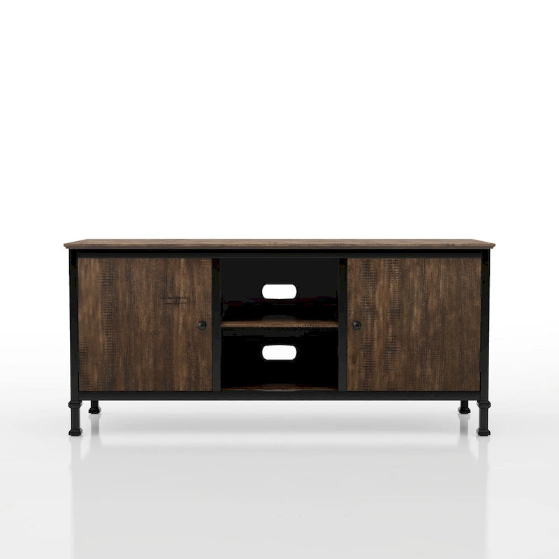 Meuble TV multifonctionnel en bois de chêne rustique Dele de 60 pouces par Furniture of America