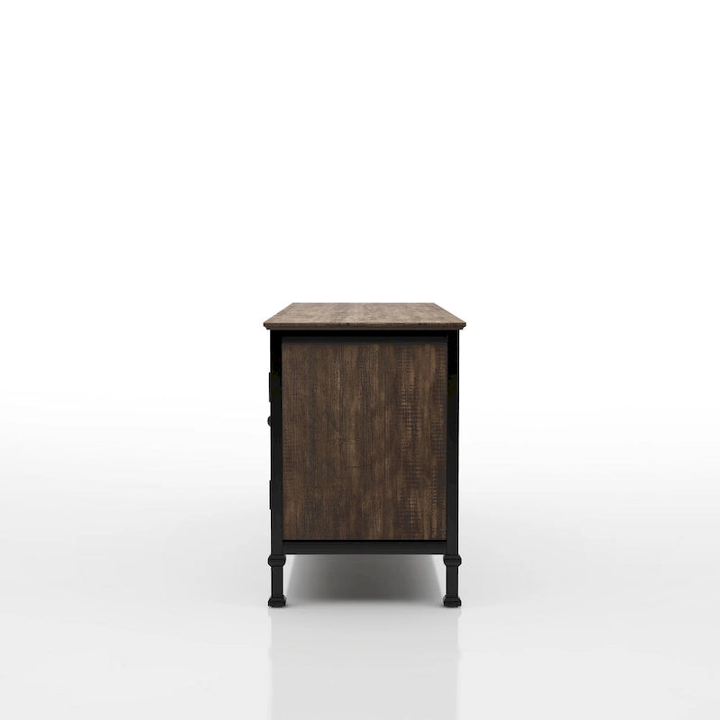 Meuble TV multifonctionnel en bois de chêne rustique Dele de 60 pouces par Furniture of America
