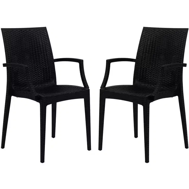 LeisureMod Mace Modern Dining Arm Chair Set of 2 for Indoor and Outdoor Use, Durable Design for Kitchen, Garden, Balcony, Lounge, Cafe, or Entryway