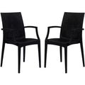 LeisureMod Mace Modern Dining Arm Chair Set of 2 for Indoor and Outdoor Use, Durable Design for Kitchen, Garden, Balcony, Lounge, Cafe, or Entryway
