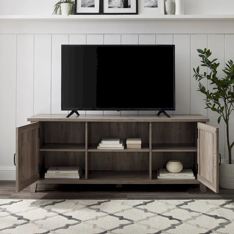 Meuble TV avec portes rainurées de 58 pouces Middlebrook Wind Gap