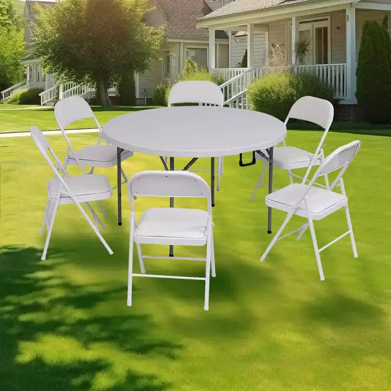 Lot de 6 chaises pliantes rembourrées en cuir PU avec cadre en acier, capacité de 158 kg, sièges d'événement, blanc
