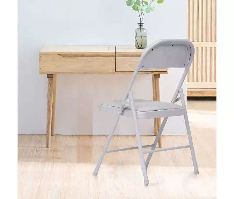 Lot de 6 chaises pliantes rembourrées en cuir PU avec cadre en acier, capacité de 158 kg, sièges d'événement, blanc