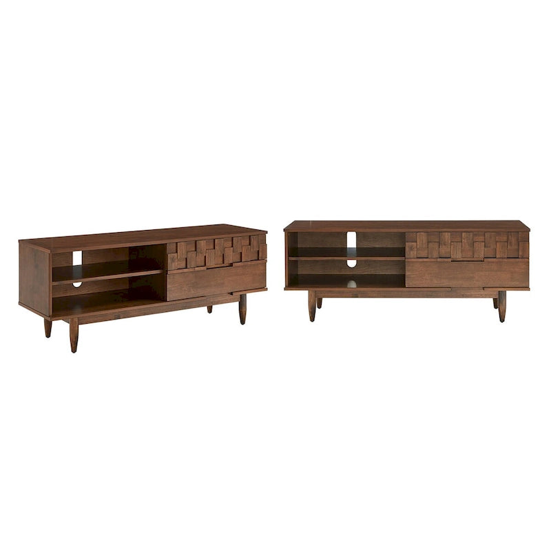 Meuble TV Bardolino Mid-Century en bois à 2 tiroirs - 150 cm