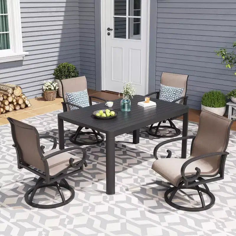 Crestlive Products Lot de 2 chaises de patio pivotantes d'extérieur, chaises de salle à manger de patio avec tissu respirant Sunbrella