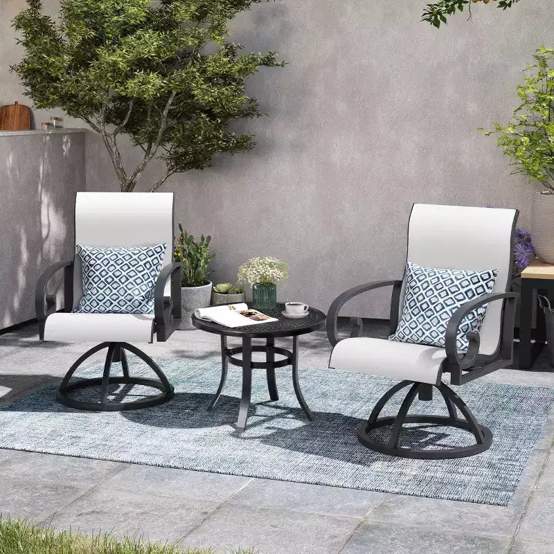 Crestlive Products Lot de 2 chaises de patio pivotantes d'extérieur, chaises de salle à manger de patio avec tissu respirant Sunbrella