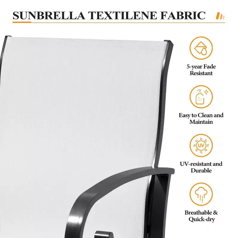 Crestlive Products Lot de 2 chaises de patio pivotantes d'extérieur, chaises de salle à manger de patio avec tissu respirant Sunbrella