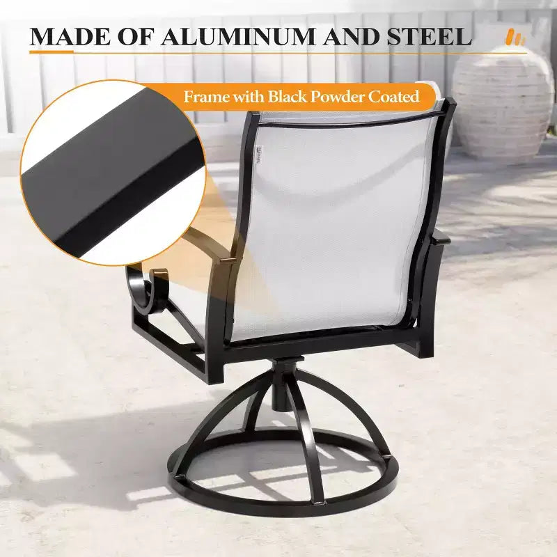 Crestlive Products Lot de 2 chaises de patio pivotantes d'extérieur, chaises de salle à manger de patio avec tissu respirant Sunbrella