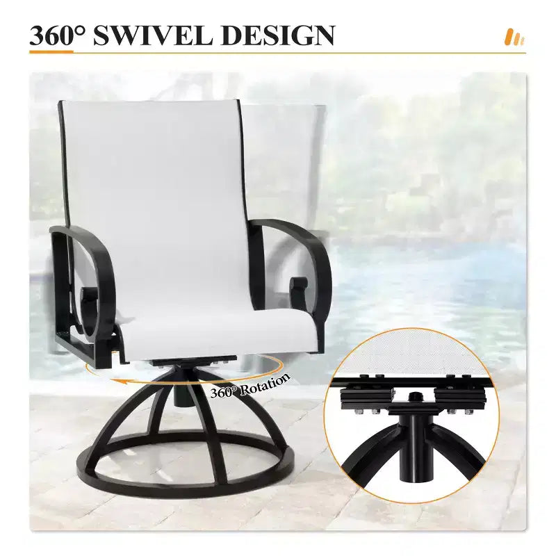 Crestlive Products Lot de 2 chaises de patio pivotantes d'extérieur, chaises de salle à manger de patio avec tissu respirant Sunbrella