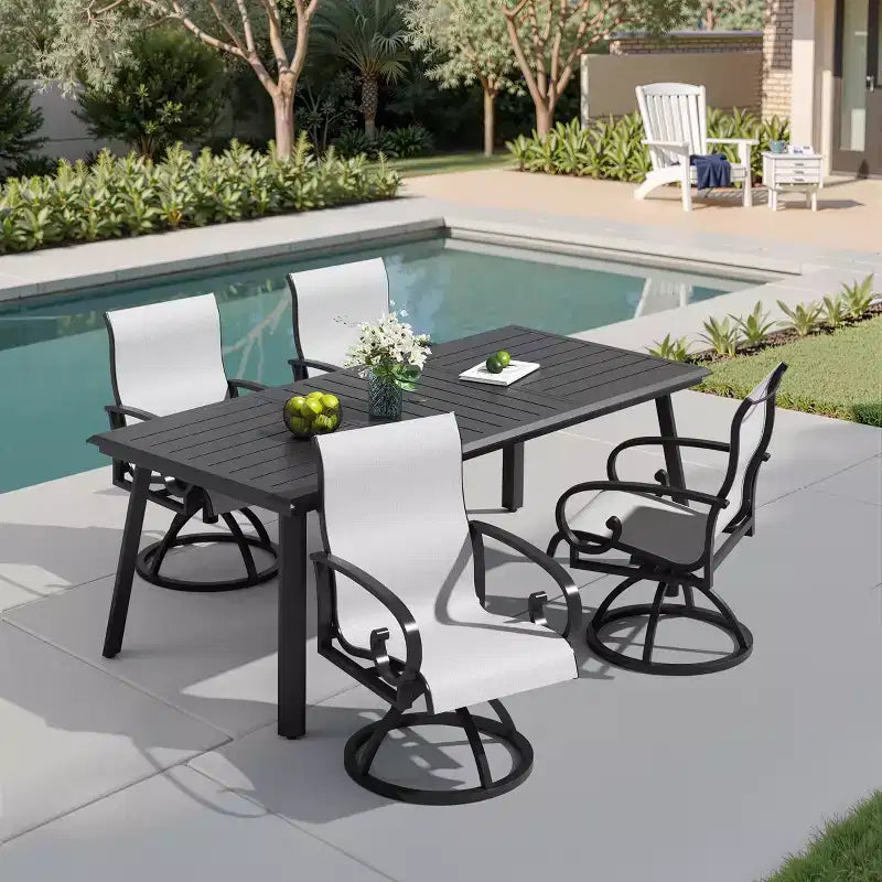 Crestlive Products Lot de 2 chaises de patio pivotantes d'extérieur, chaises de salle à manger de patio avec tissu respirant Sunbrella