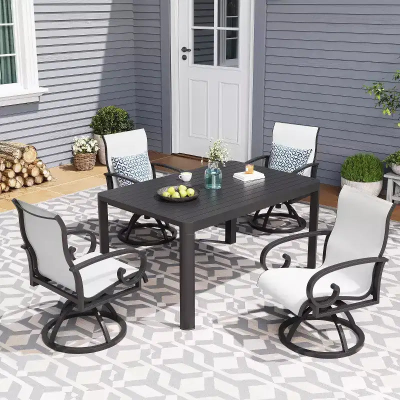 Crestlive Products Lot de 2 chaises de patio pivotantes d'extérieur, chaises de salle à manger de patio avec tissu respirant Sunbrella