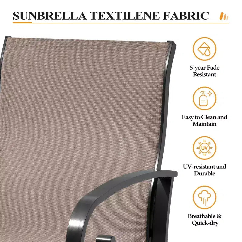 Crestlive Products Lot de 2 chaises de patio pivotantes d'extérieur, chaises de salle à manger de patio avec tissu respirant Sunbrella