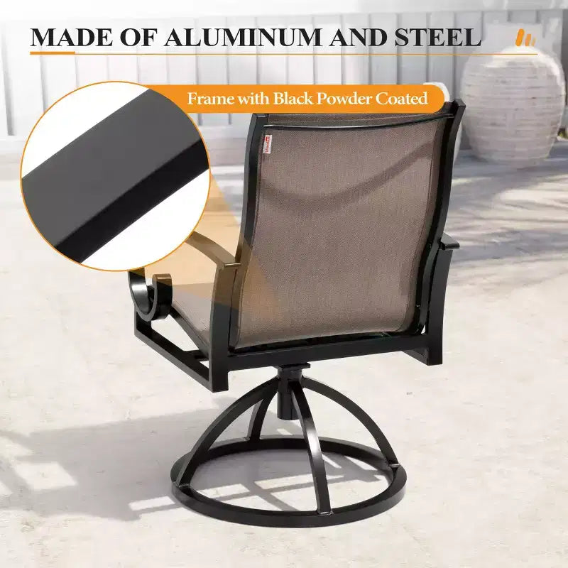 Crestlive Products Lot de 2 chaises de patio pivotantes d'extérieur, chaises de salle à manger de patio avec tissu respirant Sunbrella