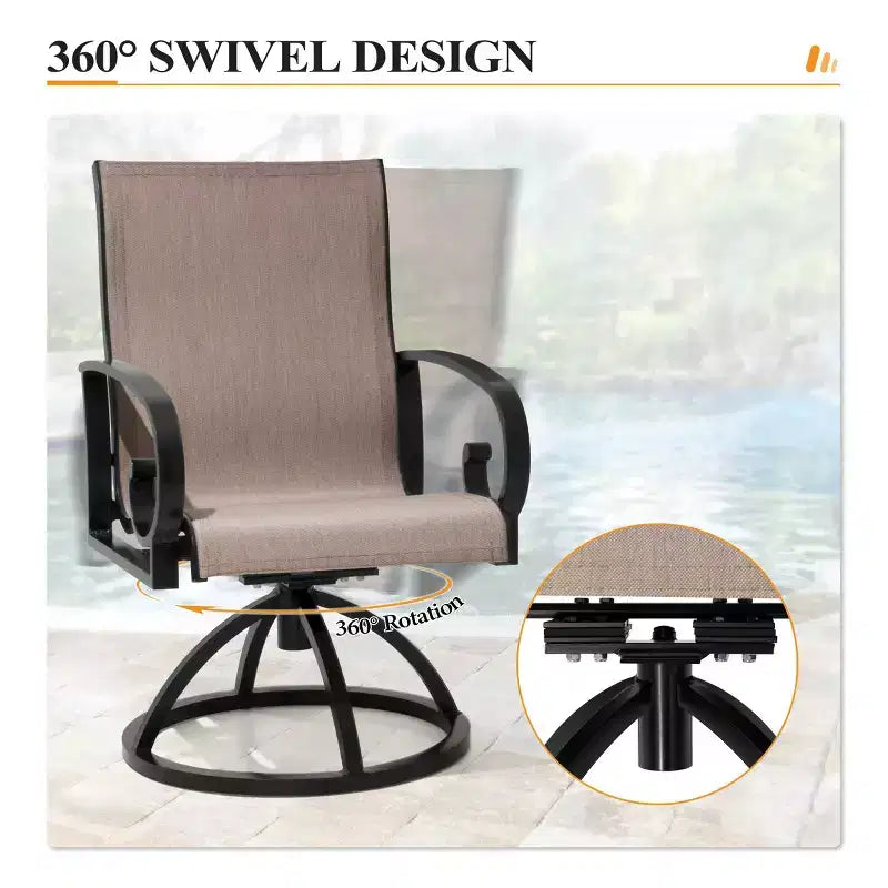 Crestlive Products Lot de 2 chaises de patio pivotantes d'extérieur, chaises de salle à manger de patio avec tissu respirant Sunbrella