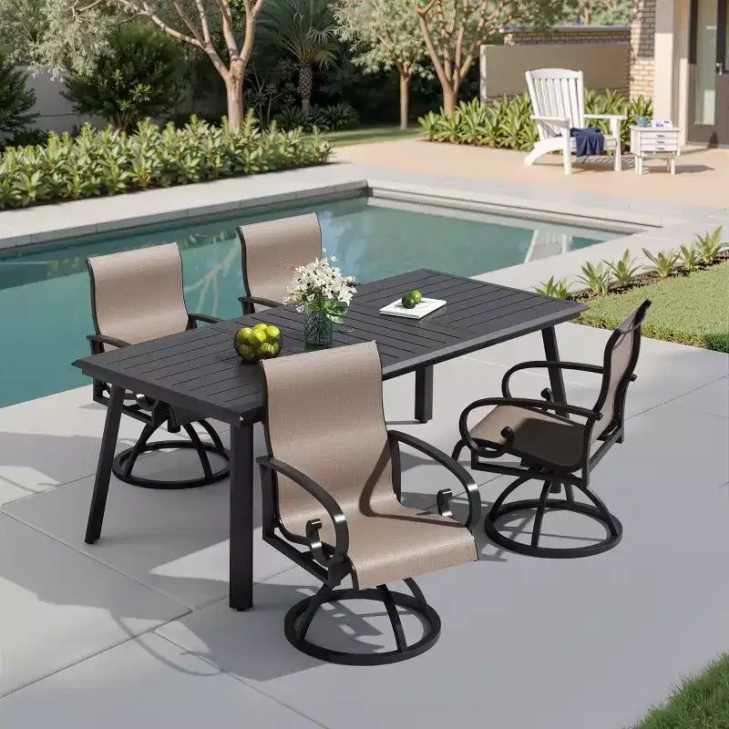Crestlive Products Lot de 2 chaises de patio pivotantes d'extérieur, chaises de salle à manger de patio avec tissu respirant Sunbrella