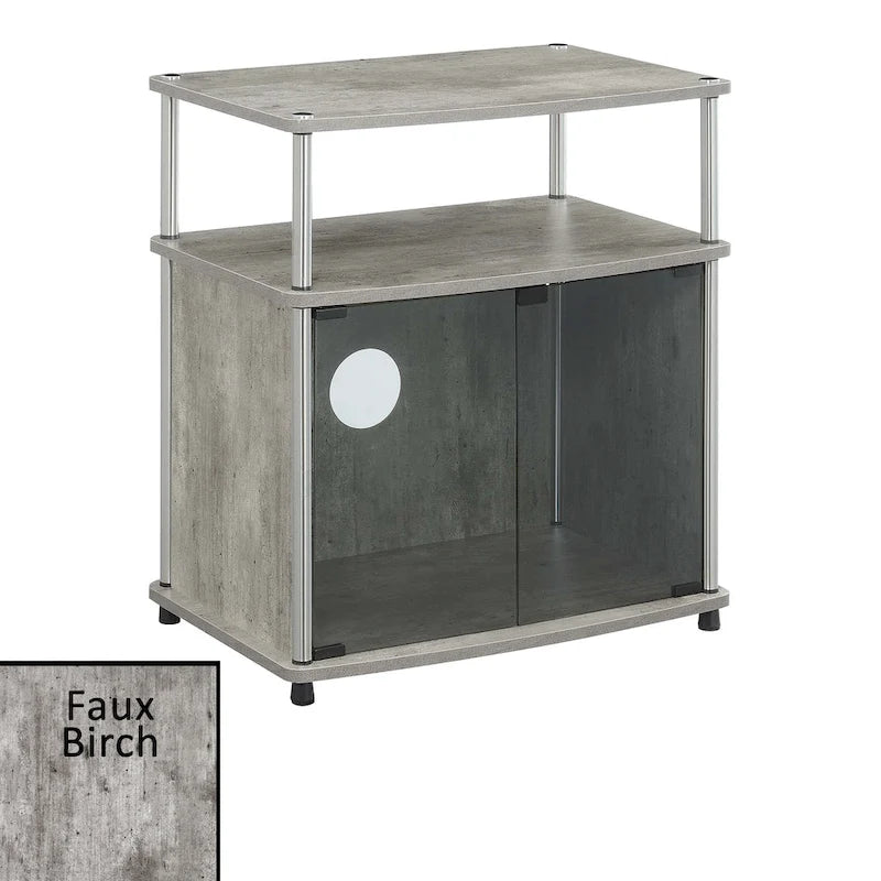 Meuble TV Designs2Go de Convenience Concepts, 66 cm, avec armoire de rangement en verre noir et étagère