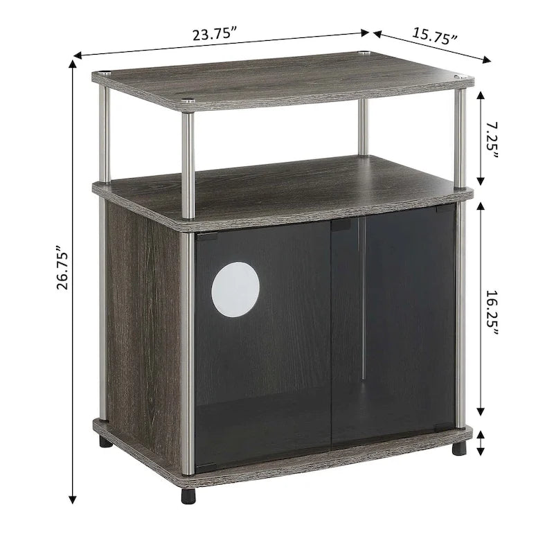 Meuble TV Designs2Go de Convenience Concepts, 66 cm, avec armoire de rangement en verre noir et étagère