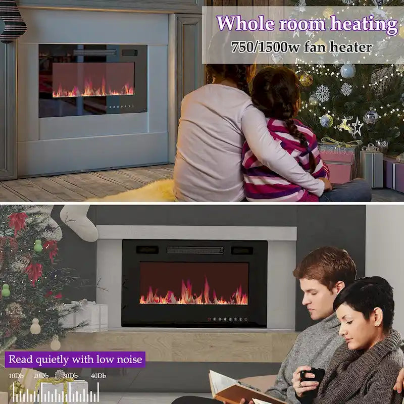 Meuble TV effet bois avec cheminée électrique optionnelle : Gestion des câbles
