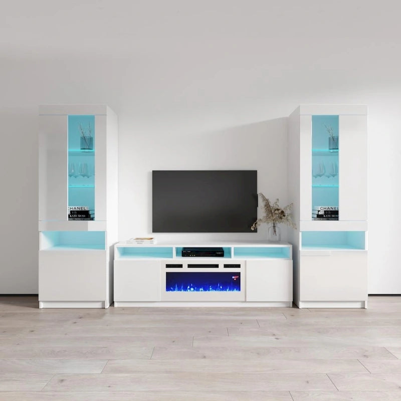 Meuble TV mural moderne Reno WH05 avec foyer électrique